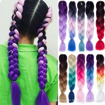 Wholesale Best Price Cheap Blue 24 Inch Ultra Ombre Braiding Hair 3 Tone Jumbo Synthetic Ombre Braiding Hair